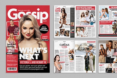 Gossip Magazine Template bifold brochure celebrity company cover entertainment gossip lay layout maga magazine news newspaper profile spread tabloid