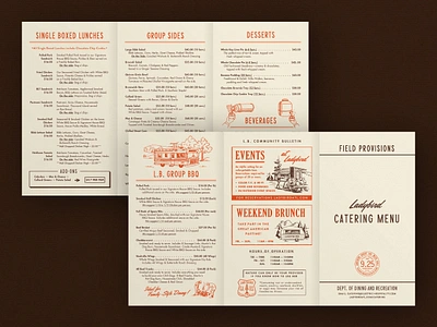 Ladybird Catering Menu advertisement advertising branding camp camping catering layout design menu menu design restaurant restaurant branding restaurant menu retro retro design rv typographic design