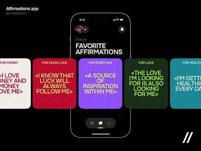 Affirmations Mobile iOS App affirmations android app app screen design dashboard design design ui interface ios mobile mobile app product design start up ui user interface ux wellness