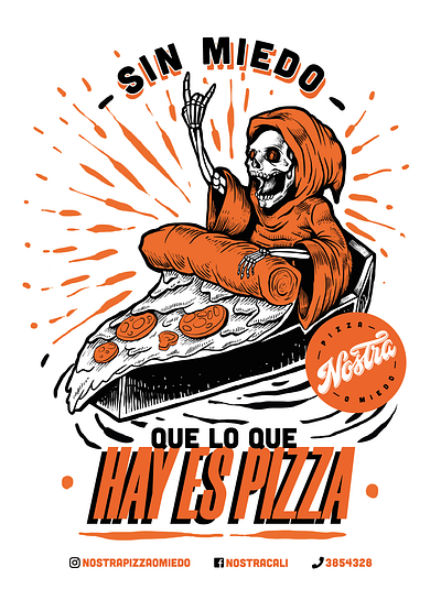 Skull Illustration - Nostra Pizza design graphic design illustration lettering