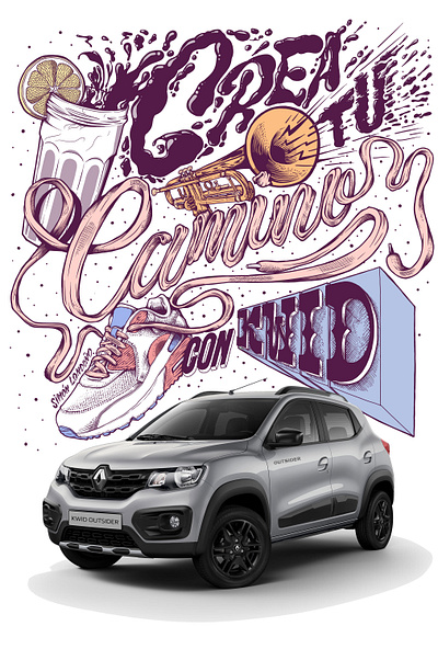Illustration For Renault Campaign advertising design graphic design illustration lettering poster renault