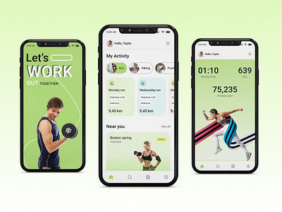 Work Out Mobile App Design app design design exercise app design landing page mobile app design ui ui landing page ux website website ui workout app design zym app design