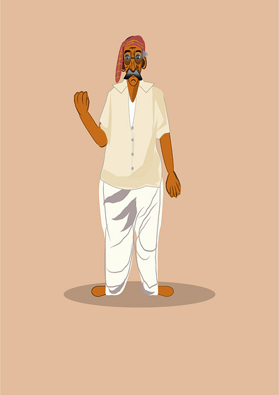 An Old Man with power in his hand illustration vector work