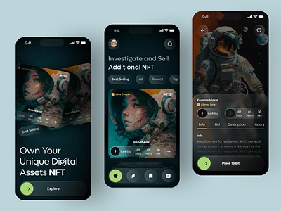 NFT Mobile App app app design application crypto crypto app interface market marketplace mobile mobile app mobile desig nft nft app nft app design nft market token ui ui design user interface ux