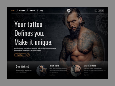 The Tattoo Studio branding design graphic design hero banner illustration landing page logo typography ui ux web website