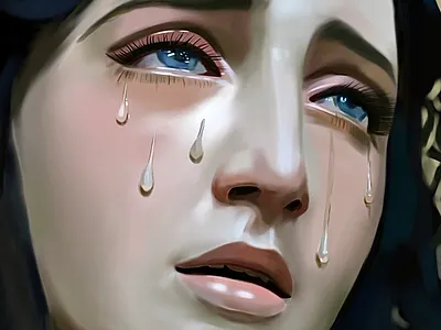 Weeping saint character illustration original painting