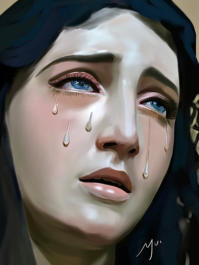 Weeping saint character illustration original painting