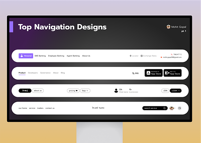 Top Navigation Design | Pt. 1 | Mohit Gopal design navigation design topnav ui ux design