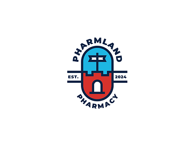 Pharmland castle logo logotype pharmacy pill tablet