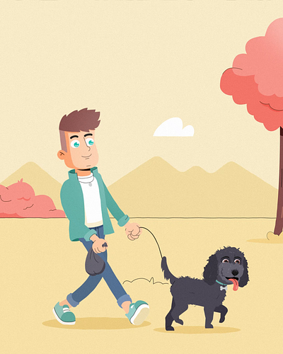 Walking with Miller after effects animation character cockapoo dog illustrator loop miller walk walk cycle