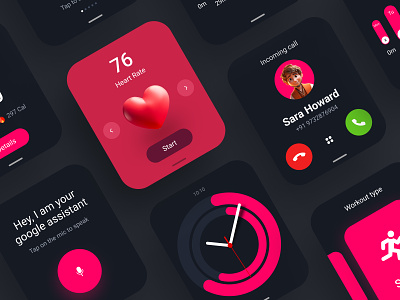 Smart Watch Fitness App app calling clock clockface design fitness app google assistant heart rate smart watch watch