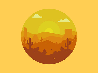 Landscape Icon | Day 6 affinity designer cactus desert icon illustration landscape landscape icon nature round saharq scene sun sunrise vector