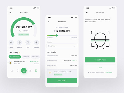 Loan Process UI Design app bank branding chart clean concept design digital finance fintech illustration ios limit loan logo money tennor ui verification website