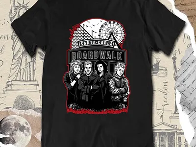 2024 Boardwalk the lost boys Santa Carla black and white art t-s