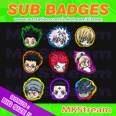 Twitch sub badges chibi hunter x hunter ultimate pack animated emotes anime cute design emotes ging gon hisoka hunter x hunter hxh hxh sub badges illustration killua kurapika leorio logo meruem netero sub badge twitch sub badges