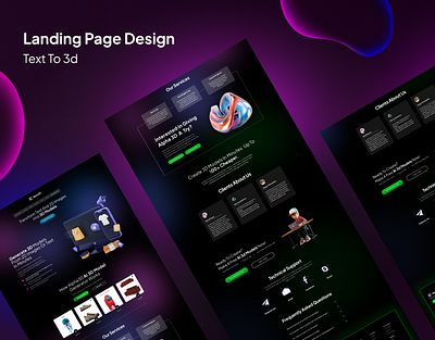 Landing Page Design For An Ai web that Make Text to 3d Models 3d 3d web ai web branding home page landing page logo ui
