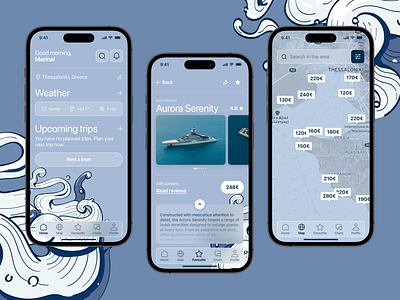 Boat Renting App app design boat boats holidays ios leasure map mobile ocean product design sea travel tech traveling travelling ui ux vacation