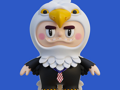 Quirky Eagle Character 3d american art bird blender character design eagle funny illustration mascot model suit toy vynil weird