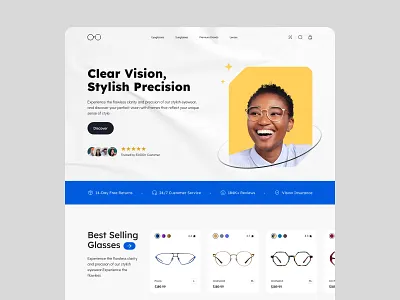 Glasses shop - web ui animation app branding ecommerce flat design glasses hero section illustration landingpage logo minimal shop store typography ui ux webdesign white white space