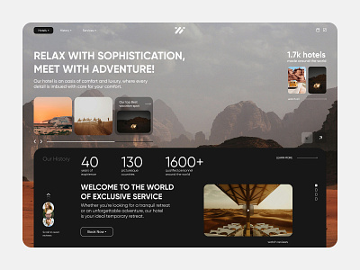Website Design. Hotel Services concept desert design hotel landing modern services site ui web website