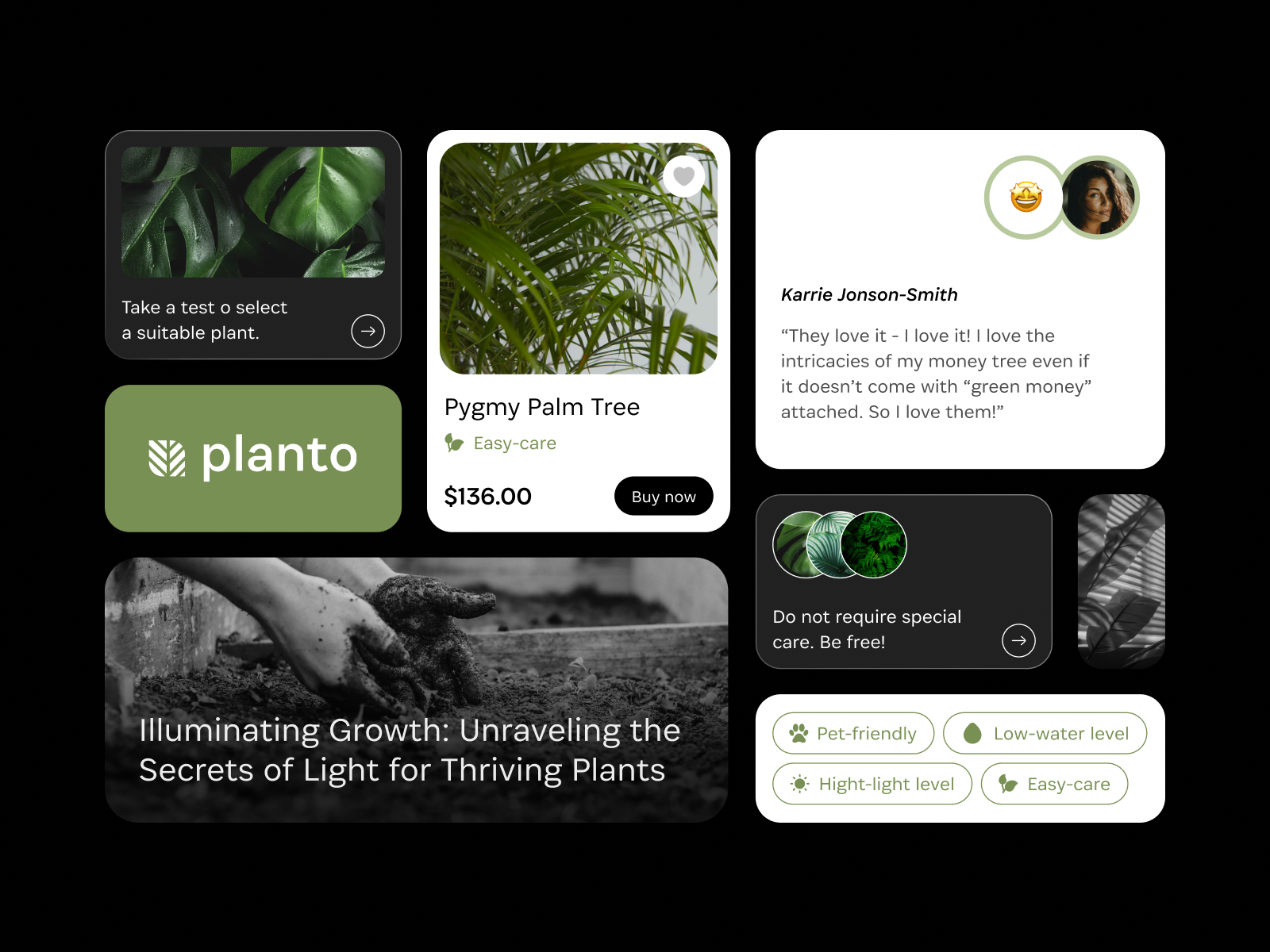 🌱Planto - UI Elements cards figma figma design logo site cards ui ui elements ux web web design
