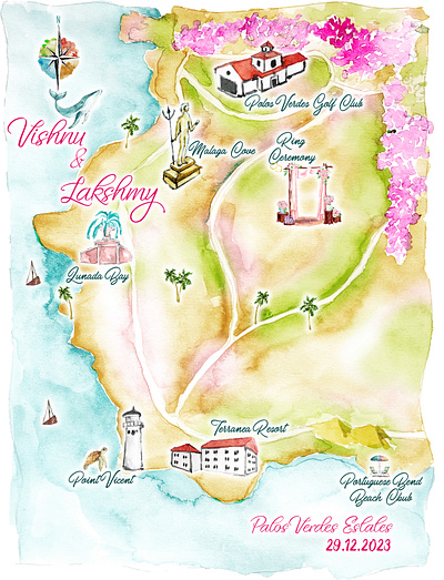 Custom Wedding Map Illustration custom map graphic design watercolor map illustration wedding map