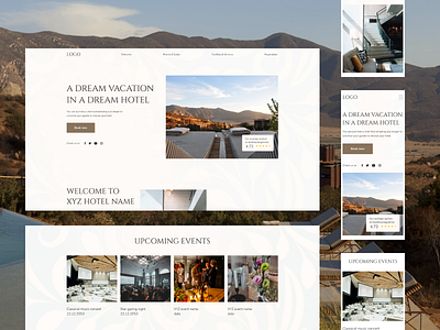 🏨 FREE TEMPLATE 🏨 Hotel Landing Page branding business design free template hospitality hotel hotel landing page hotel website landing page landing page design minimalistic modern motel template ui vacation web web design website
