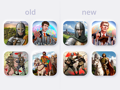 Redesigning launcher icons using AI ai artist artwork cgart character design game art game design game logo gui icon icons illustration logo medieval midjourney redesign stable diffusion strategy game ui