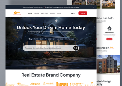 LUXURY ESTATE- Real Estate Landing Page agency business businessgraphic cleanweb design design designmockup estate company graphicslanding pagegrow header homeflorida homepage landing page desig luxury proparty page property developer real estate agent real estate brand real state landing top real estate company unique