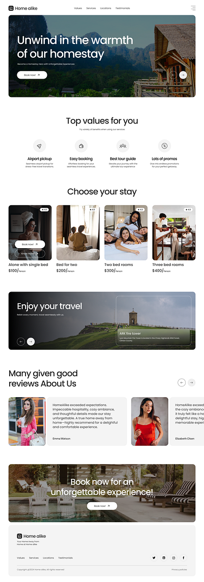 Homestay Concept Landing Page branding concept design homestay hotel landing page minimal modern travel trending ui ux