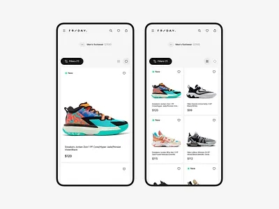 Friday / Catalog / Mobile catalog design grid inprogress minimal mobile simple sneakers tile ui web