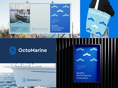 Octomarine Brand Visual Identity abstract ai boat branding environment finance fintech fishing logo marine nature ocean octopus port saas sea ship trust wave web