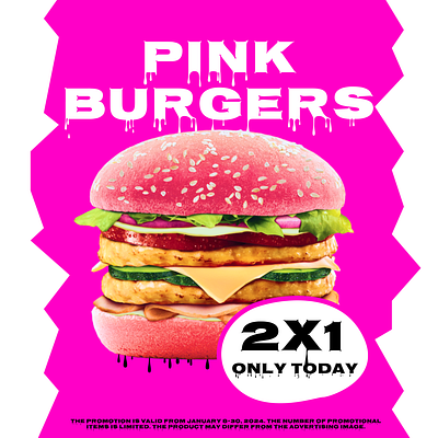 The banner Pink Burgers, advertisement advertisement banner branding design figma graphic design illustration pink burgers the banner web design web designer