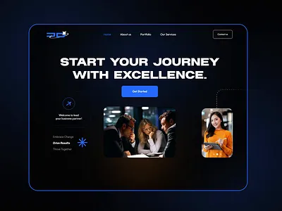 Business Consulting Website animation blue branding business consulting consulting website dark design framer landing page motion graphics ui uiux video website