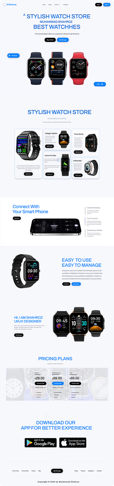 Full Stylish Watch App UI/ux branding e commerce graphic design landing page ui uiux user experience user interface web design web designer website