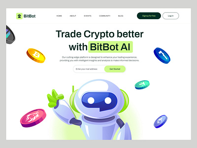 BitBot bitcoin crypto illustration landingpage ui uiux userinterface web3 webdesign websitedesign