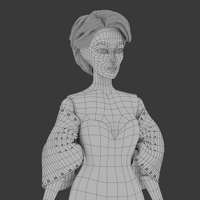 Wireframe of my 3D project - Miranda Doll Priestly 3d 3d art 3d artist 3d graphics 3d illustration 3d modeling animation blender character 3d character design design doll graphic design illustration model motion graphics nft render subdiv topology