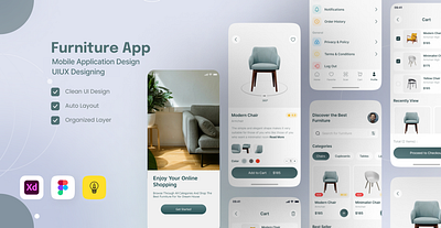 Furniture Mobile App Design animation branding clothingappdesign furniture mobile app design shopyfydesign ui uiuxdesign webdesign wireframing