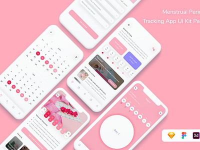 Menstrual Period Tracking App UI Kit app health healthy medical medicalapp medicines menstrual period reminder reminderapp ui uikit