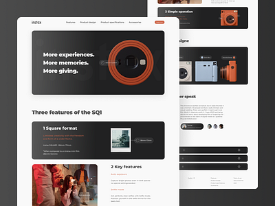 Оновлений дизайн сторінки товару Instax SQ1 design figma instax instaxsq1 photography ui uiux webdesign
