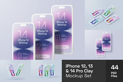 iPhone 12, 13, 14 Pro Clay Mockup 14 pro clay mockup app background cellphone design empty mobile mobile smartphone mockup phone responsive screen smart smartphone technology template ui website