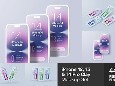 iPhone 12, 13, 14 Pro Clay Mockup 14 pro clay mockup app background cellphone design empty mobile mobile smartphone mockup phone responsive screen smart smartphone technology template ui website