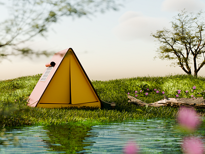 3D Camping tent Icon summer
