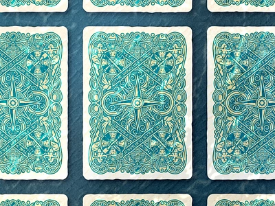 Sirocco Playing Card Back Design artifact back design card art cards custom deck european filigree intricate mediterranean mermaids ocean playind cards retro riffle shuffle sailing sea sirocco vintage wind