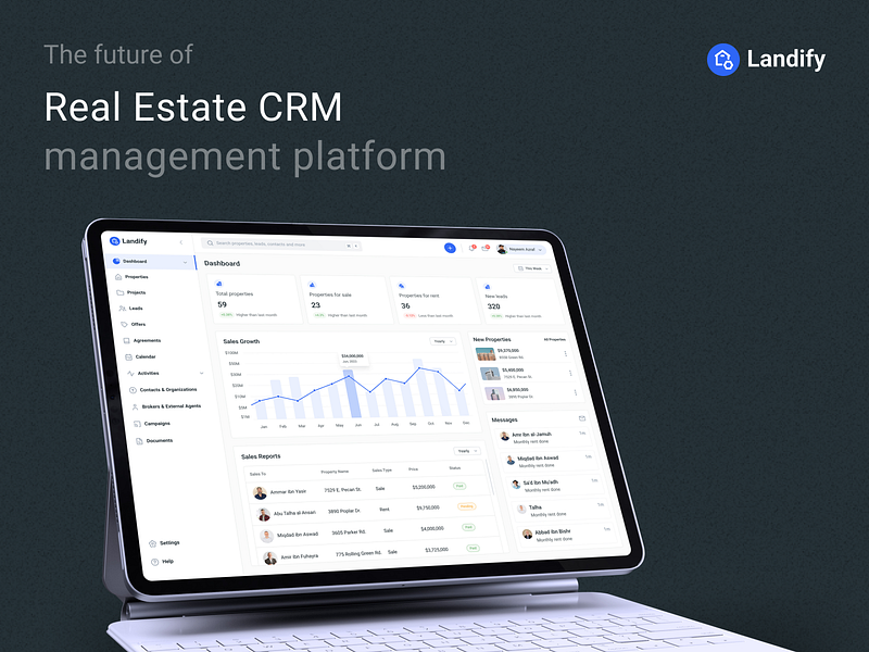 Real Estate CRM Platform crm dashboard crm platform crm software crm system for real estate halal landify mobile app product real estate crm platform real estate crm system real estate dashboard real estate platform real estate search portal realestate realestate agent dashboard saas design saas platform sales analytical crm uiux design web design