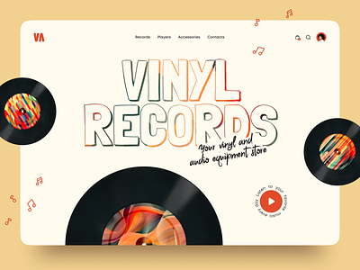 Vinyl Records Web Store ecommerce website home page homepage landing page online store shop ui design ui ux user interface vinyl records vinyl store web web design web page web store website
