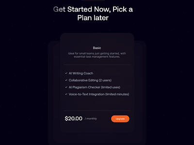 Pricing Page 3d animation saas ui