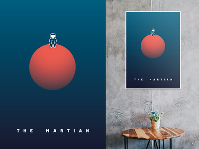 The Martian poster astronaut design exploration film illustration mars minimalist movie planet poster science fiction sf space stranded survival vector