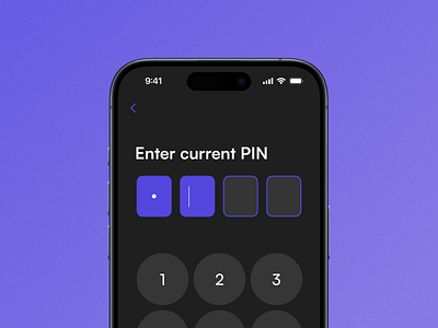 Mobile app screen with a PIN Code UI dark mode pin ui