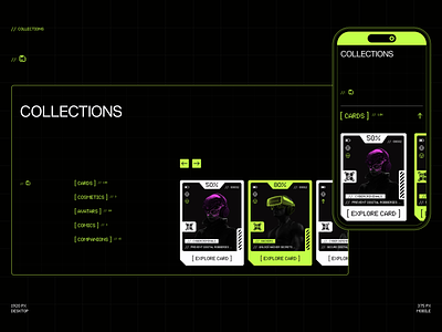 Cards - NFT COLLECTION button card crypto cyber cyber pack element interface landing page nft nft art nft collection nft website nfts ui ui design uiux uiux design ux web website